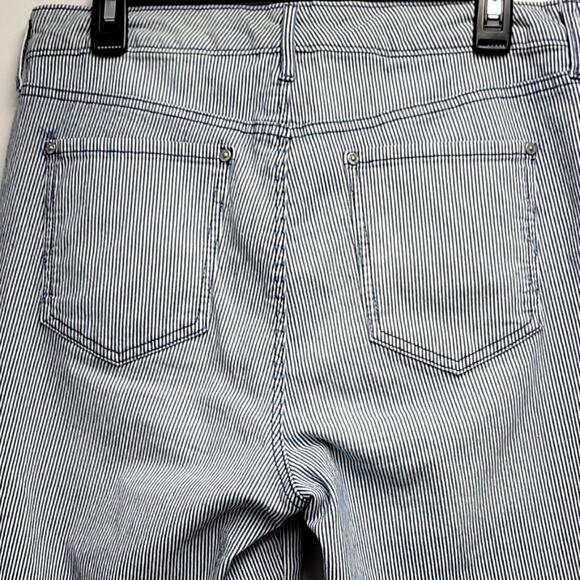 Gloria Vanderbilt Navy and White Pinstriped Capri Pants 5 Pocket Woman's Size 14 - Picture 7 of 11